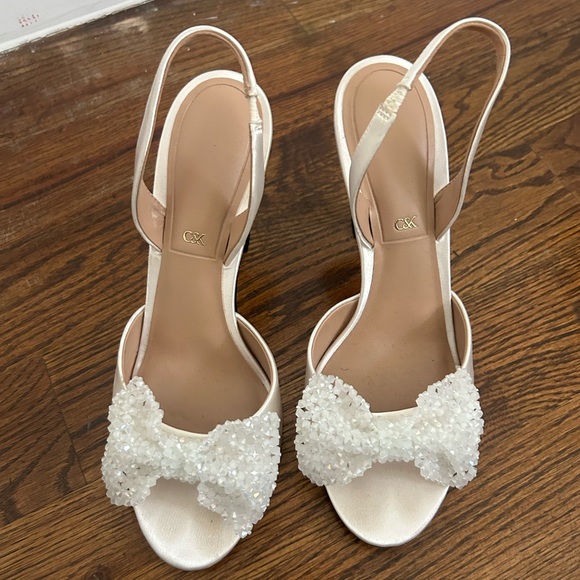 Charles & Keith Shoes - Charles and Keith Elegant White Beaded Bow Women's Sandals